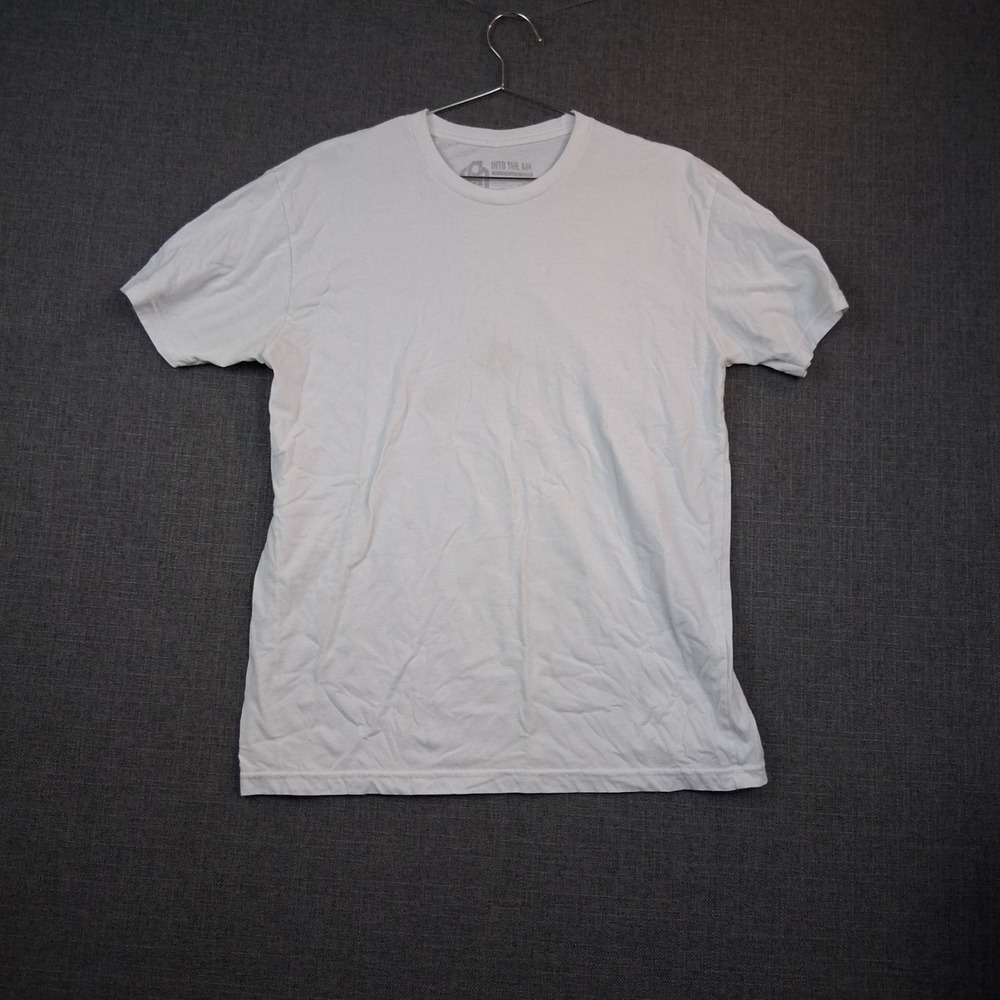Into The AM Mens Basic Crew Neck Short Sleeve T-Shirt White Large Solid